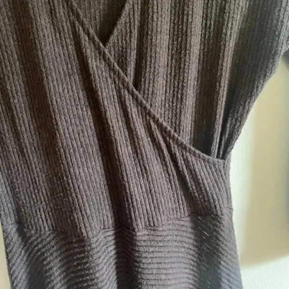 Modcloth Gray Ribbed Knit Faux Wrap Dress - Picture 10 of 14